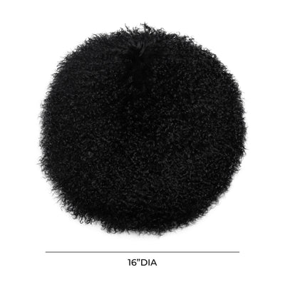 New Zealand Black Sheepskin 16 Round Pillow