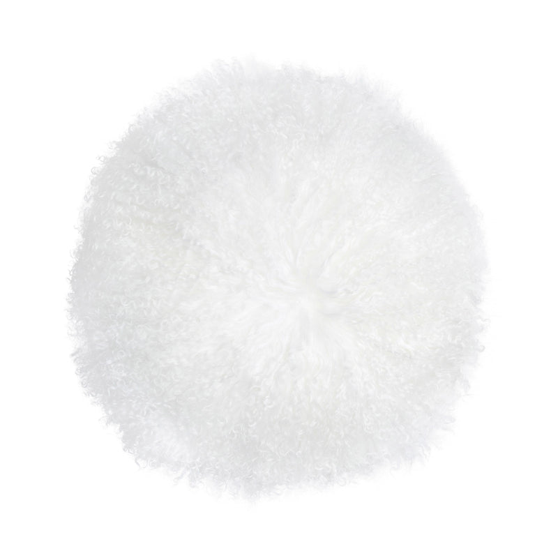 New Zealand White Sheepskin 16 Round Pillow