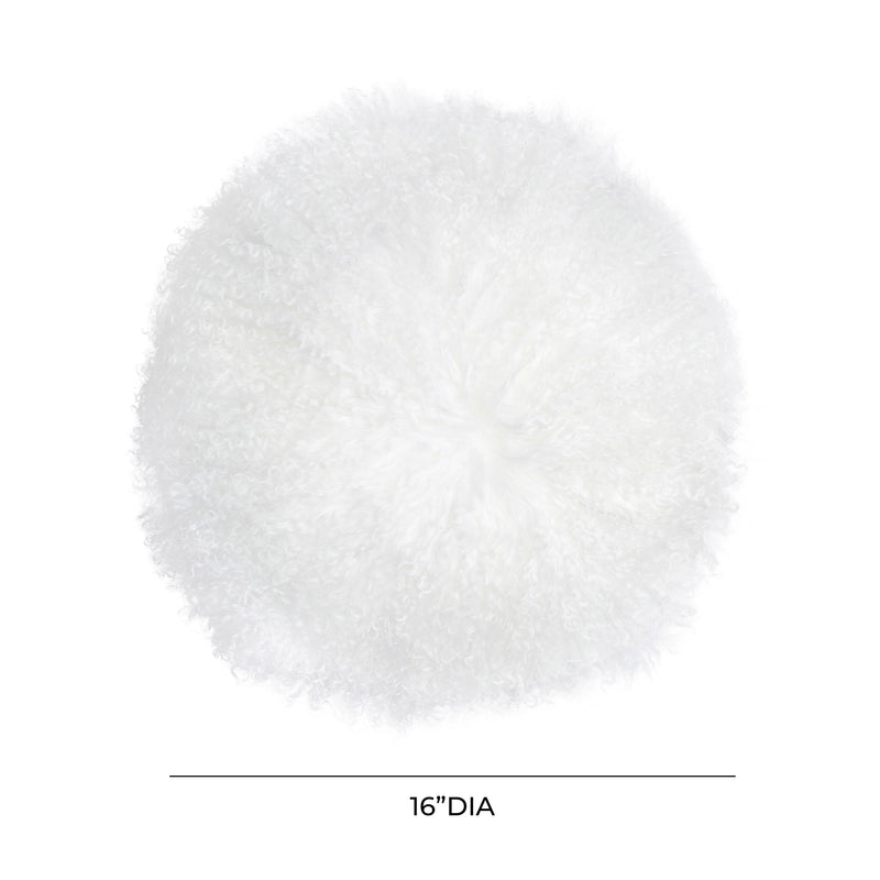 New Zealand White Sheepskin 16 Round Pillow