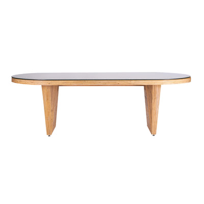 Caren Natural Rattan and Glass Oval Dining Table
