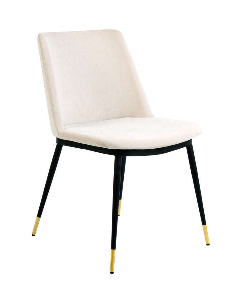 Evora Cream Velvet Chair- Gold Legs - Set of 2