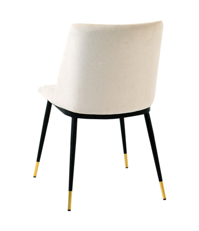 Evora Cream Velvet Chair- Gold Legs - Set of 2