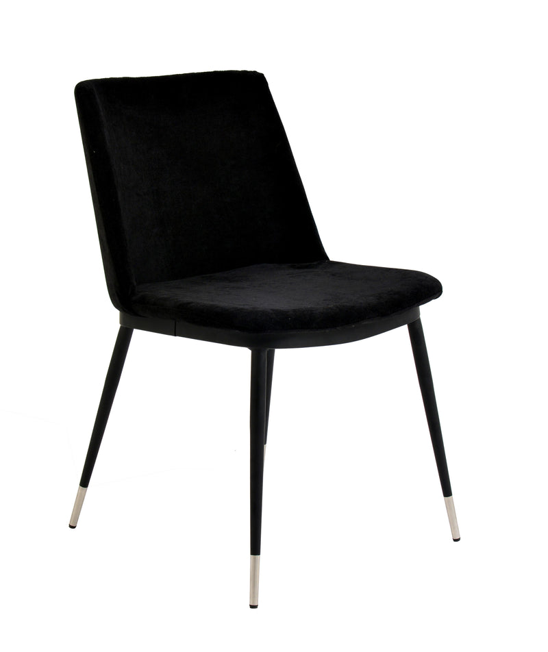 Evora Black Velvet Chair - Silver Legs - Set of 2