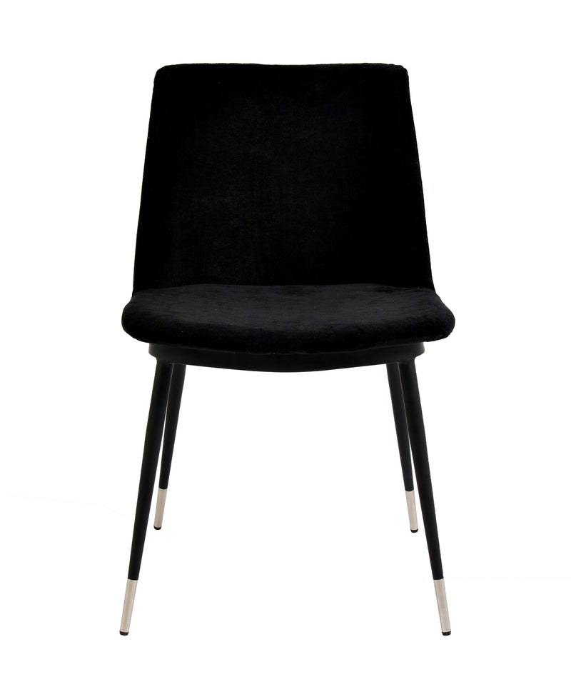 Evora Black Velvet Chair - Silver Legs - Set of 2