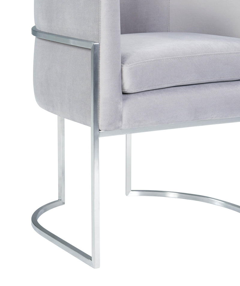 Giselle Grey Velvet Dining Chair - Silver Frame