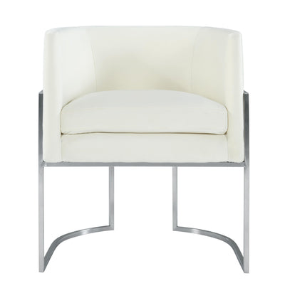 Giselle Cream Velvet Dining Chair - Silver Frame