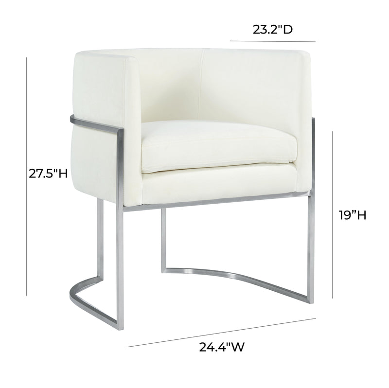 Giselle Cream Velvet Dining Chair - Silver Frame