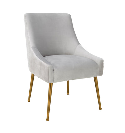 Beatrix Pleated Light Grey Velvet Chair