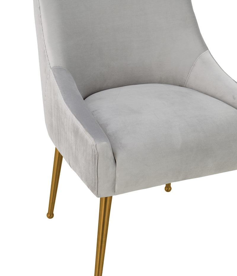 Beatrix Pleated Light Grey Velvet Chair