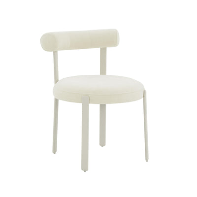 Margaret Cream Performance Chenille Bolster Back Dining Chair