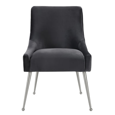 Beatrix Grey Velvet Side Chair - Silver Legs