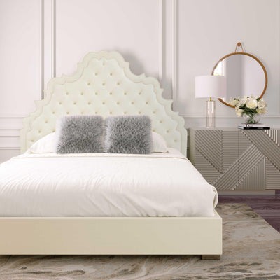 Carolina Cream Velvet Bed in King