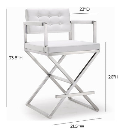 Director White Steel Counter Stool