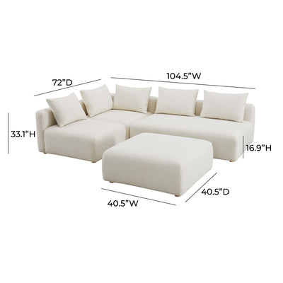 Hangover Cream Boucle 4-Piece Modular Chaise Sectional