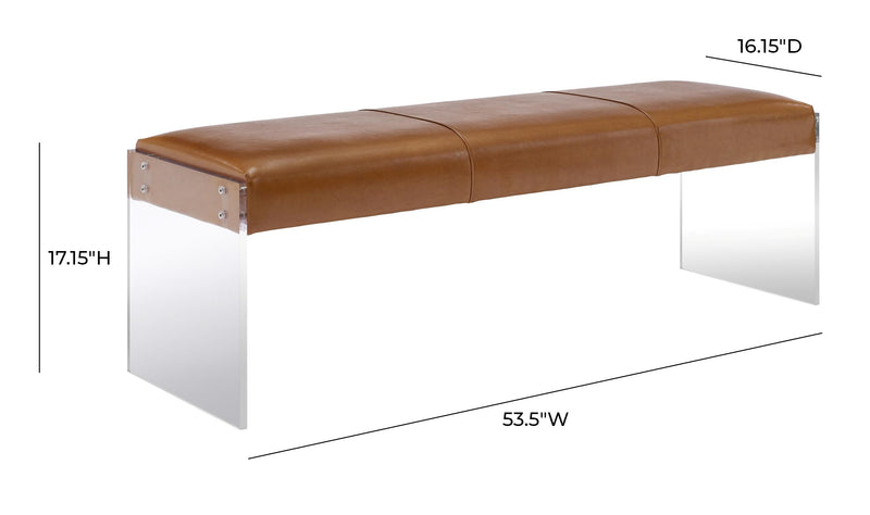 Envy Brown Vegan Leather/Acrylic Bench