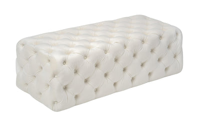 Kaylee Cream Velvet Ottoman