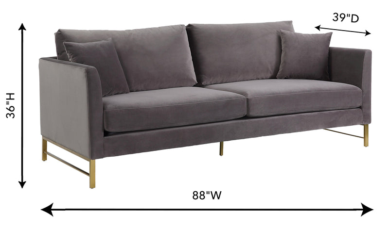 Massi Grey Velvet Sofa