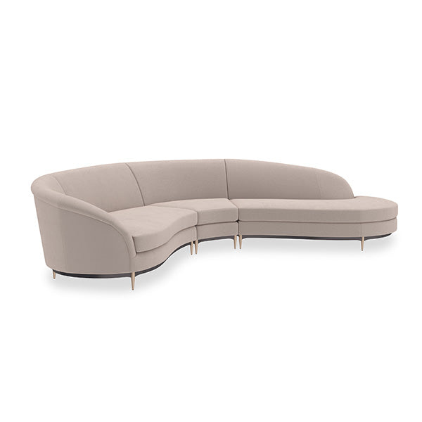 Three's Company RT Chaise 3pc Sec - Ecr