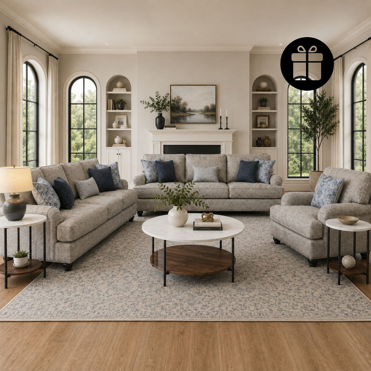 Tight-Rope Morren Sofa set with Free Wrenwich Occasional Table Set (3/CN)