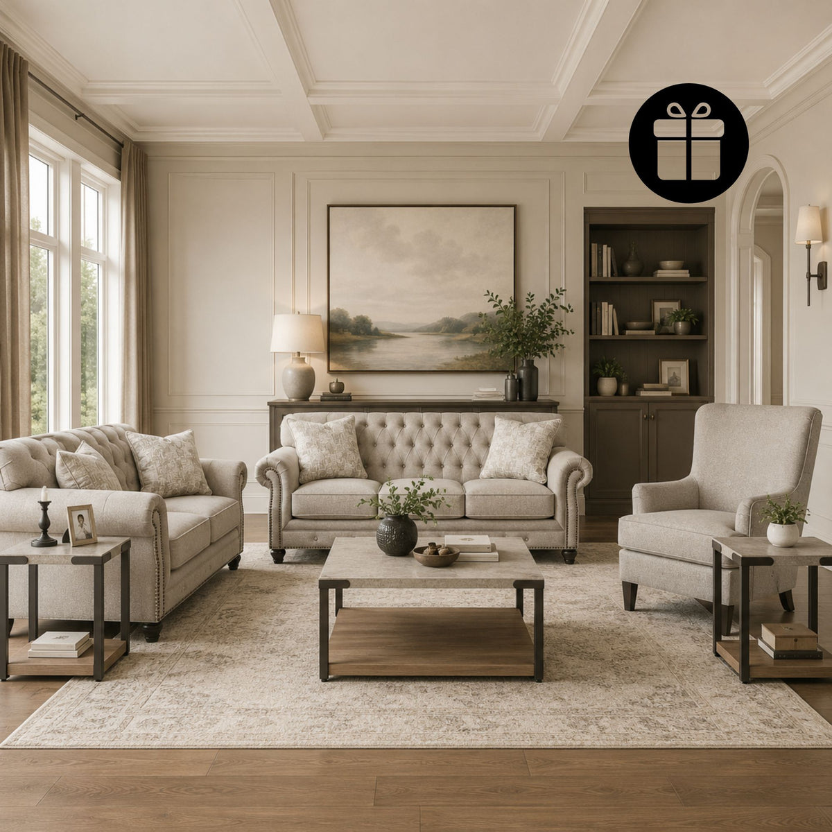 Katahdin Sofa Set with Free OCCASIONAL TABLE SET (3/CN)