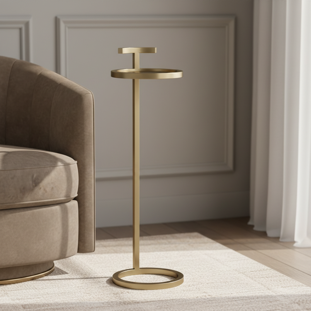 Black 14" Maisie Accent Table Round - Tan