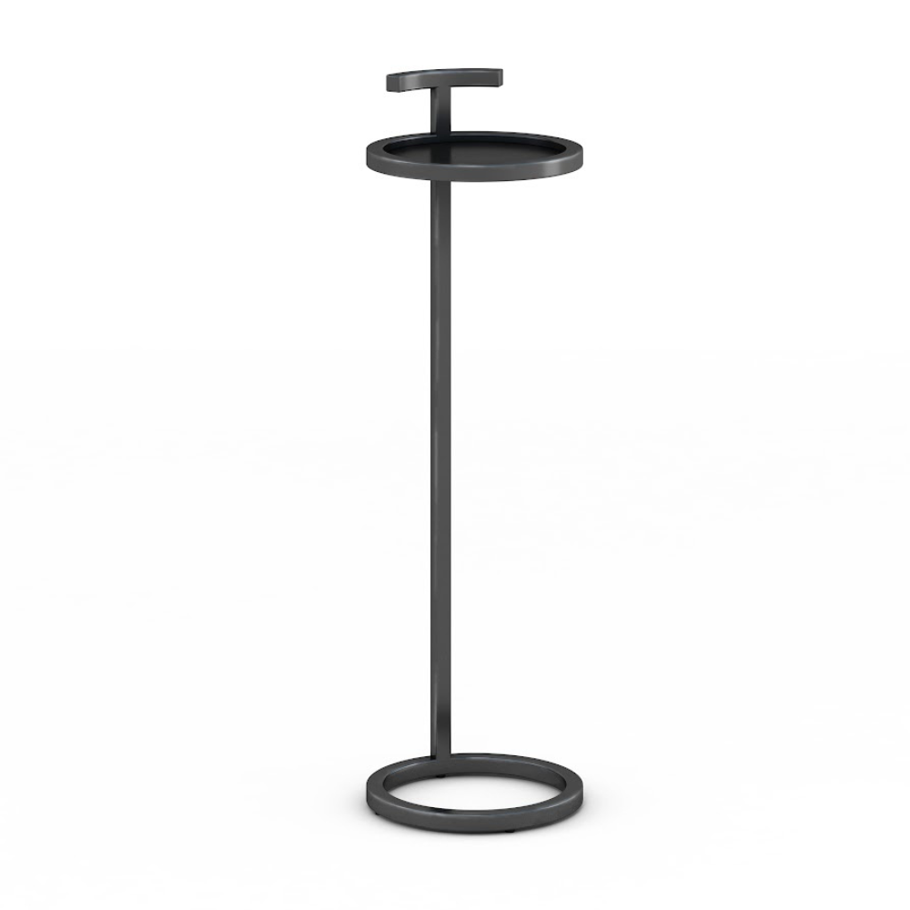 Black 14" Maisie Accent Table Round - Tan