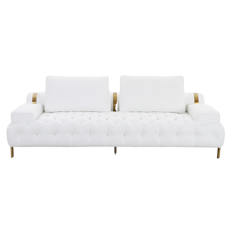 Tufting White 3 Seater Sofa