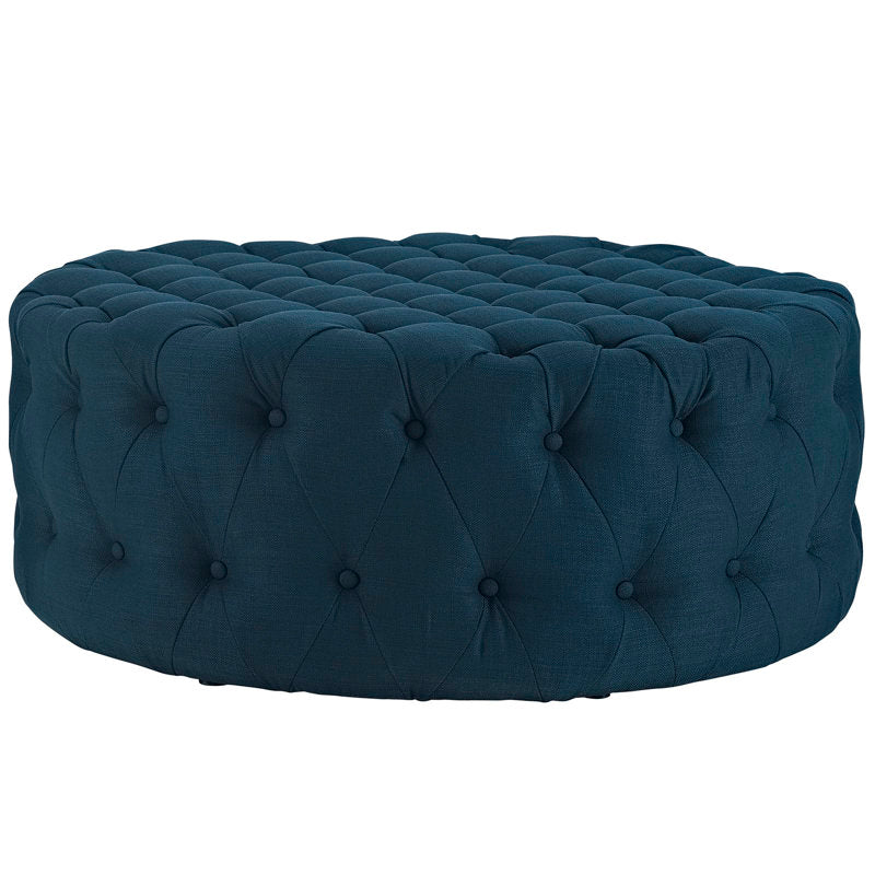 Alhome Linen  Pouf Malaysian Wood, Linen Fabric(70x45)-a