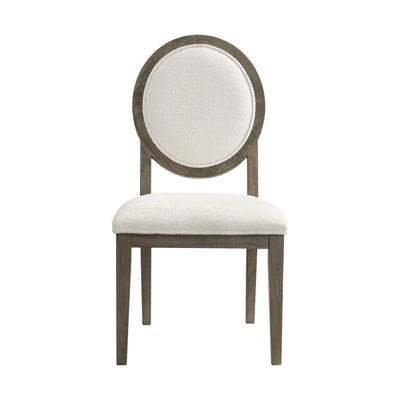 Versailles Contemporary White Boucle Round Back Side Chair