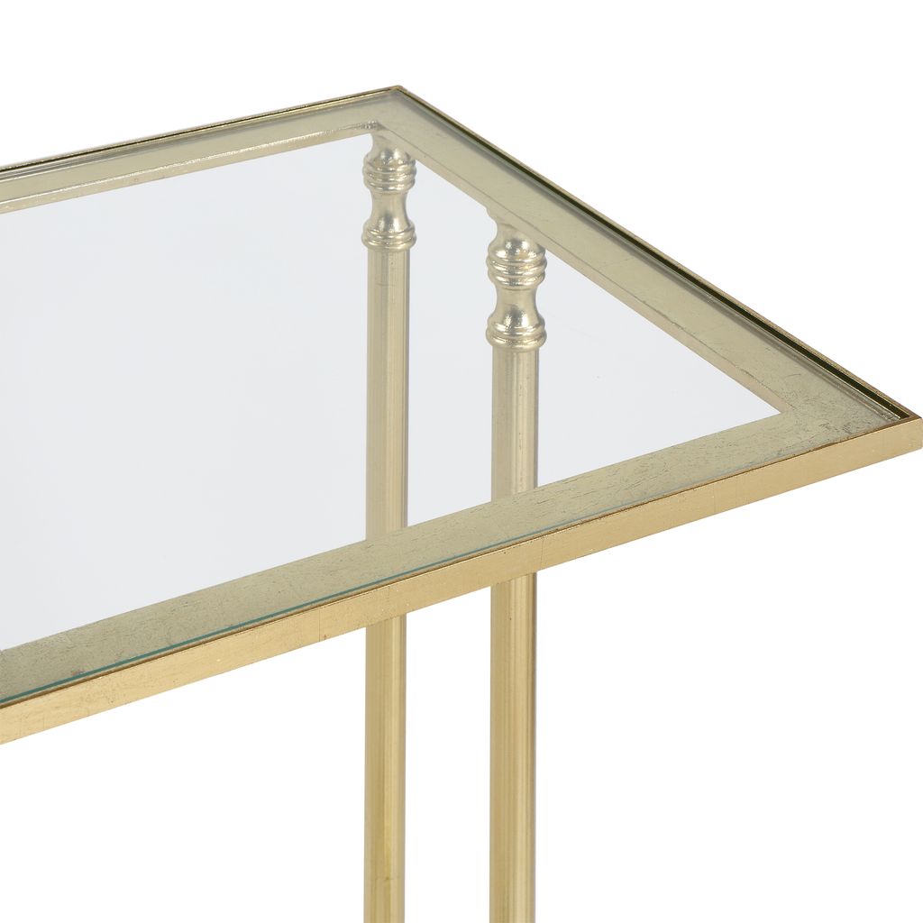 Henzler 30 W x 63 H x 33 D Gold Rectangle C Table Table with Glass Top