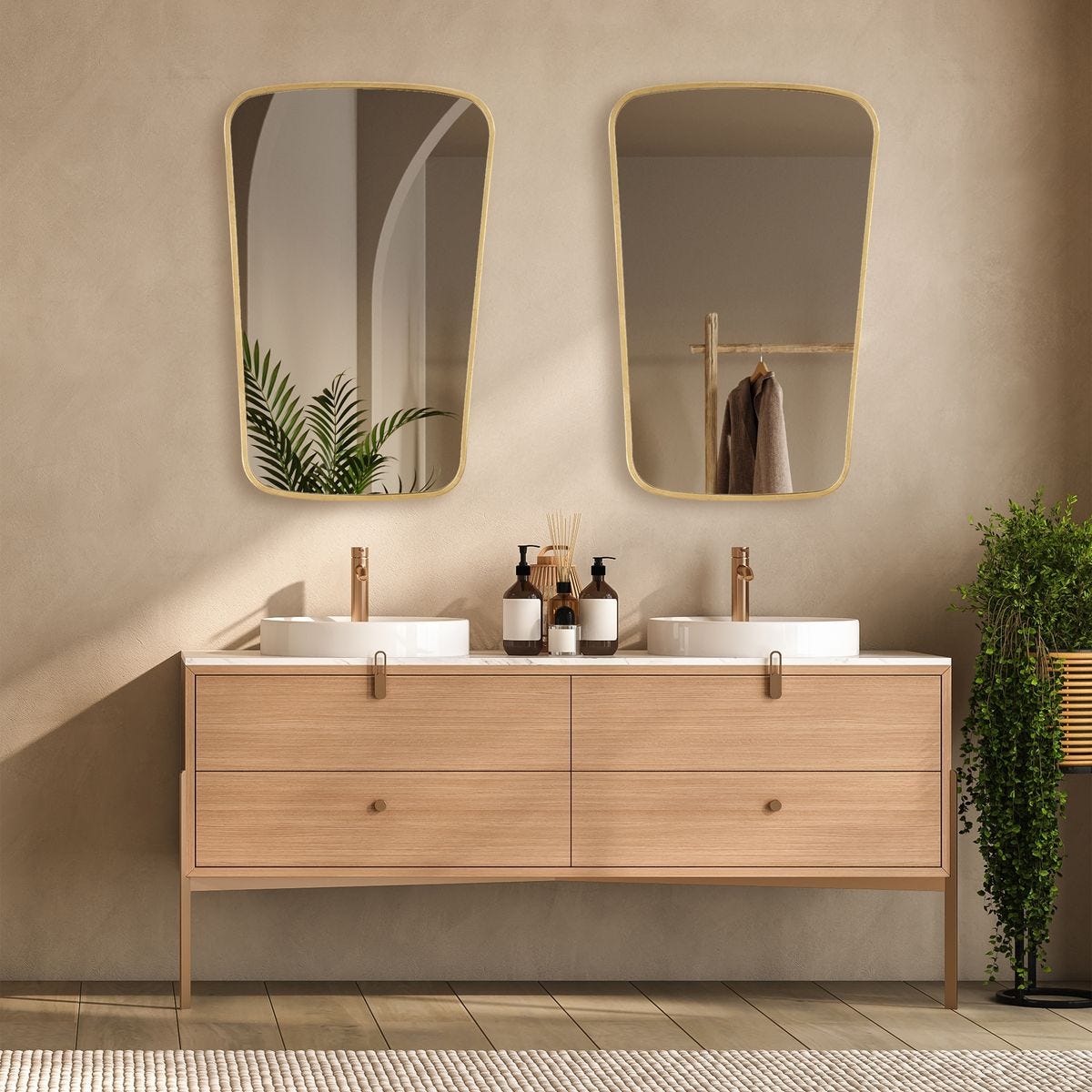 Curved Gold Leaf Mirror