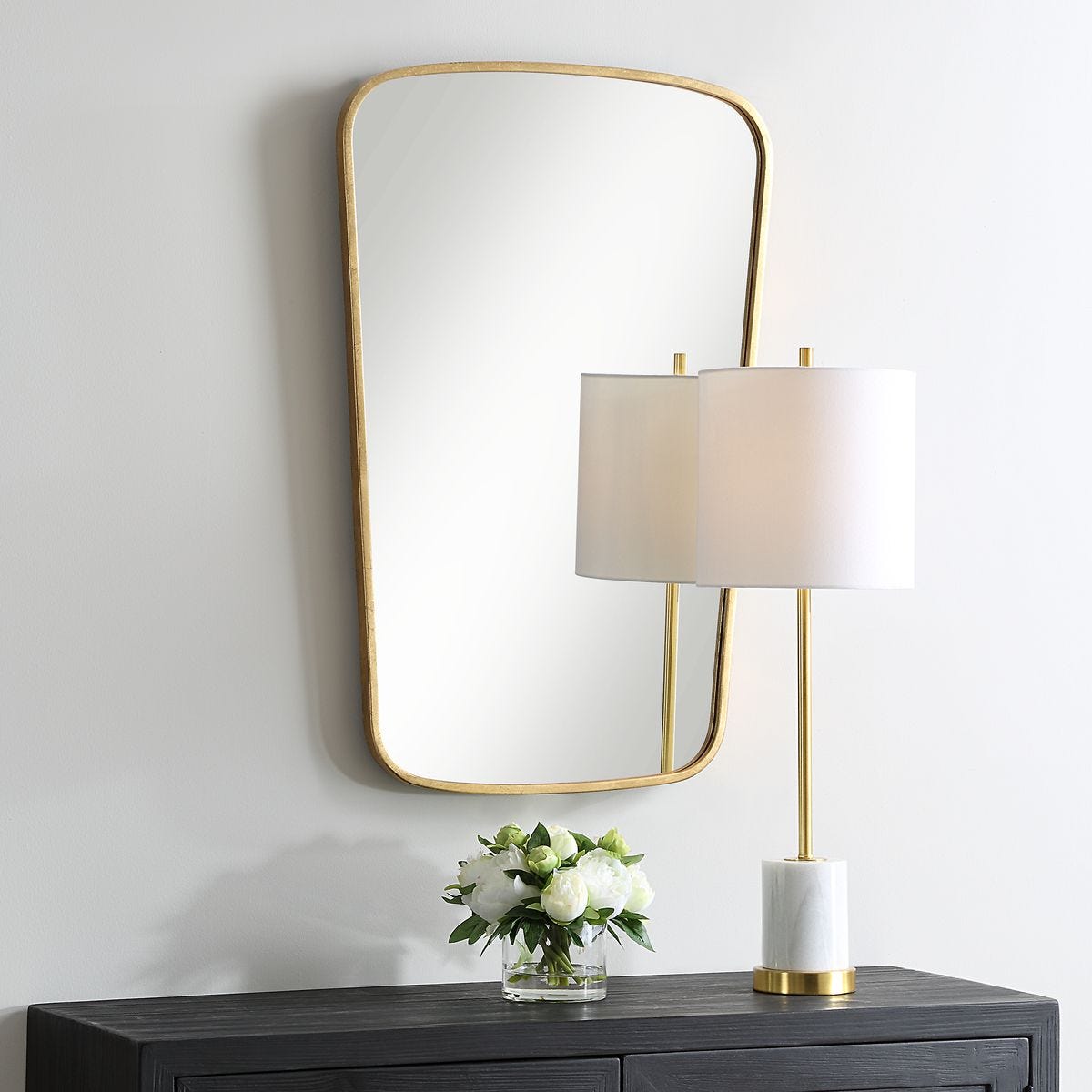 Curved Gold Leaf Mirror