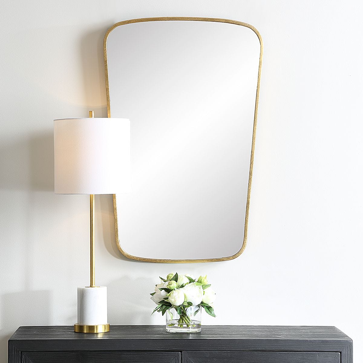Curved Gold Leaf Mirror