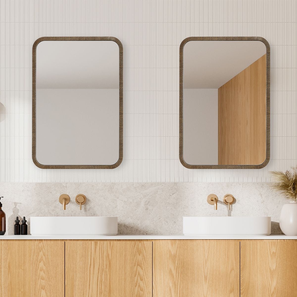 Ridged Antique Gold Mirror