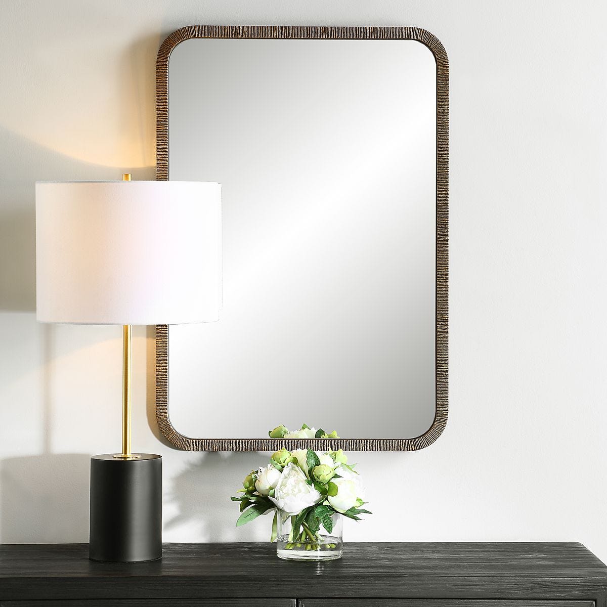 Ridged Antique Gold Mirror