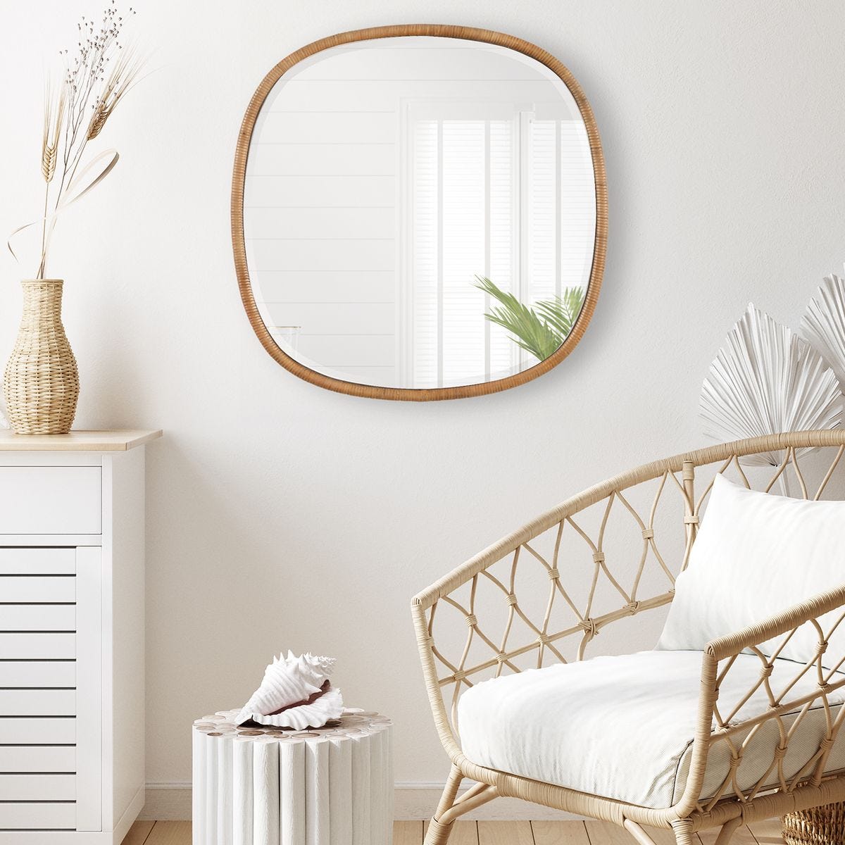 Natural Rattan Organic Mirror