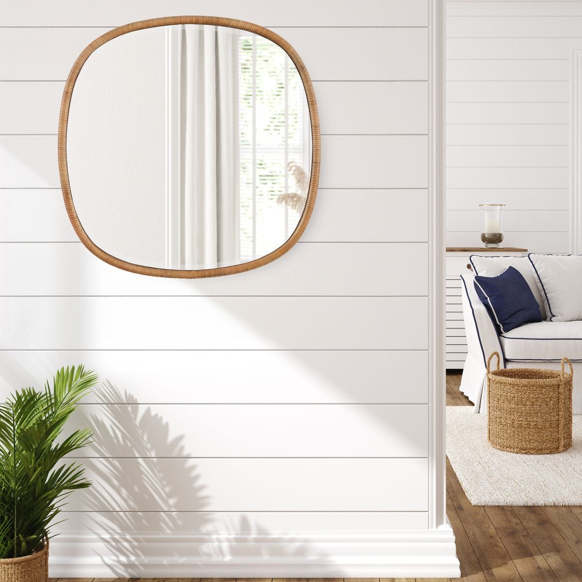 Natural Rattan Organic Mirror