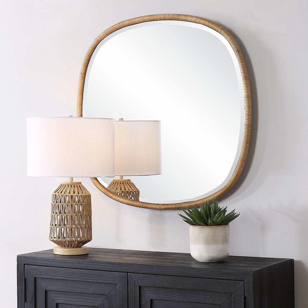 Natural Rattan Organic Mirror
