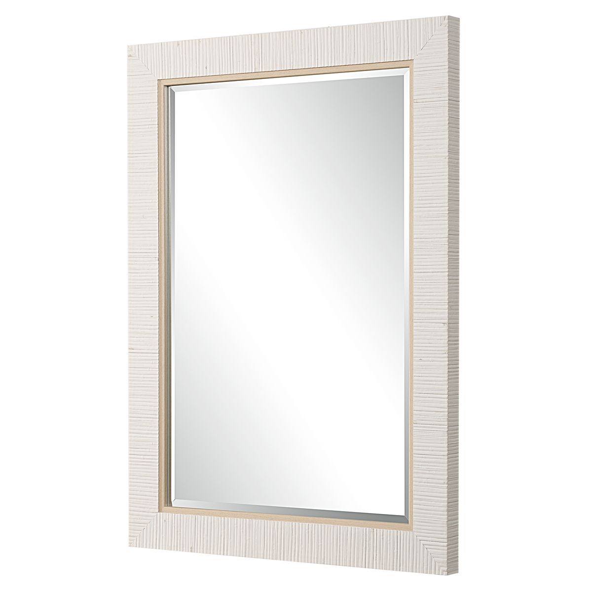 Whitewashed Rattan Mirror