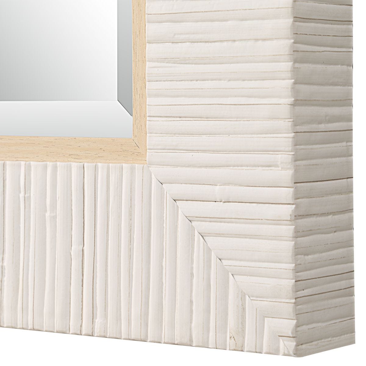 Whitewashed Rattan Mirror