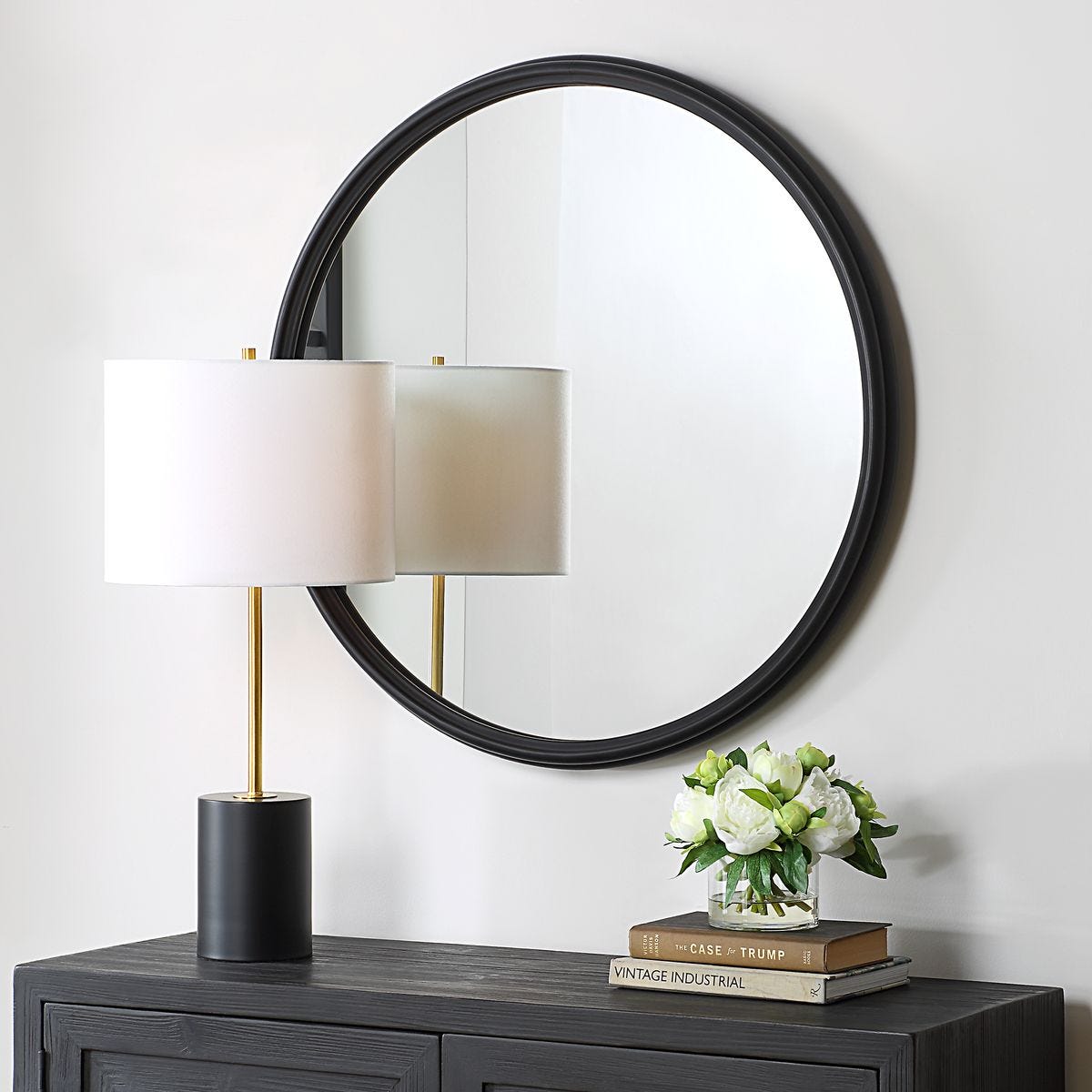 Stacked Black Round Mirror