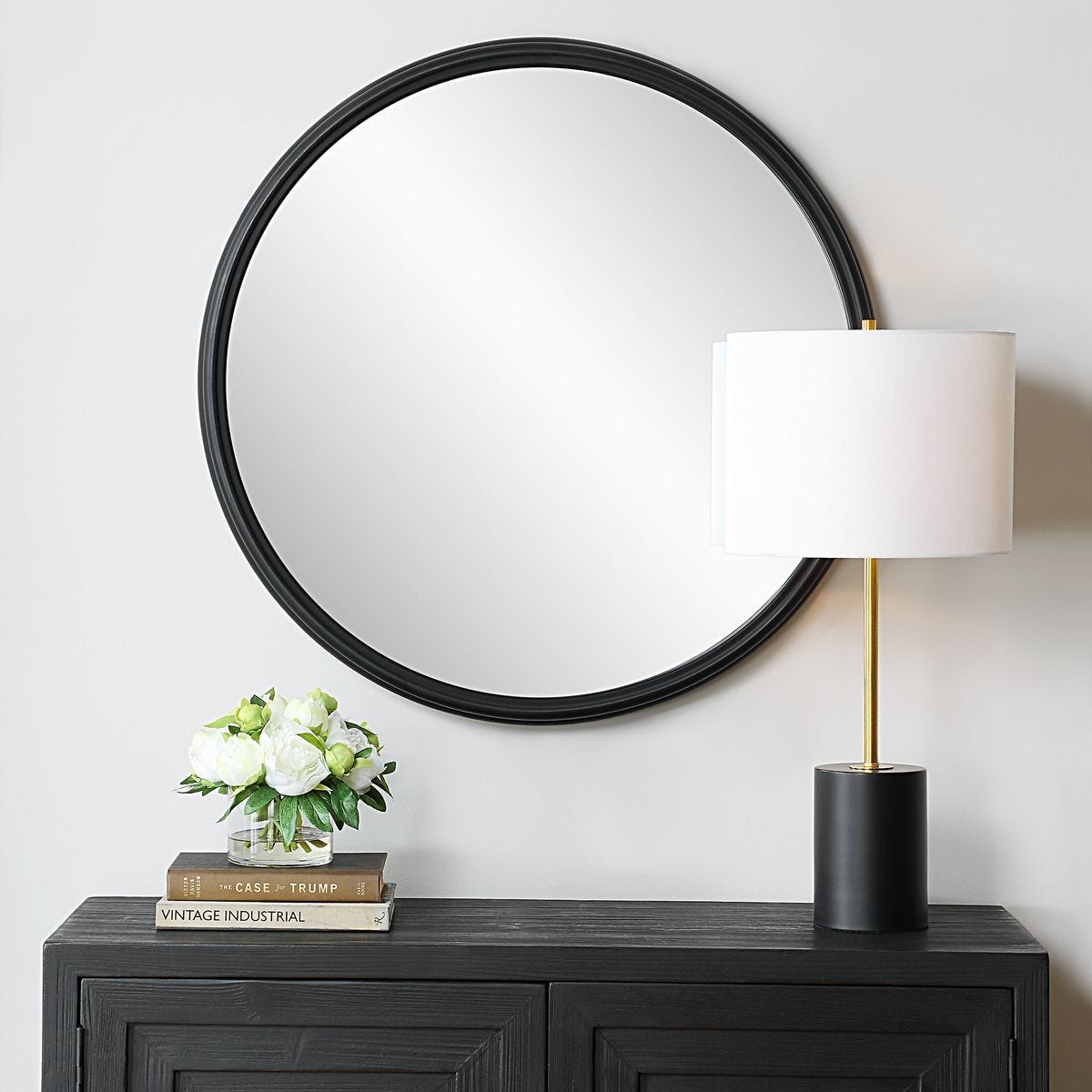 Stacked Black Round Mirror