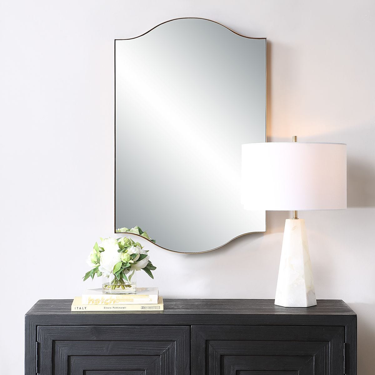Arched Brushed Gold Mirror