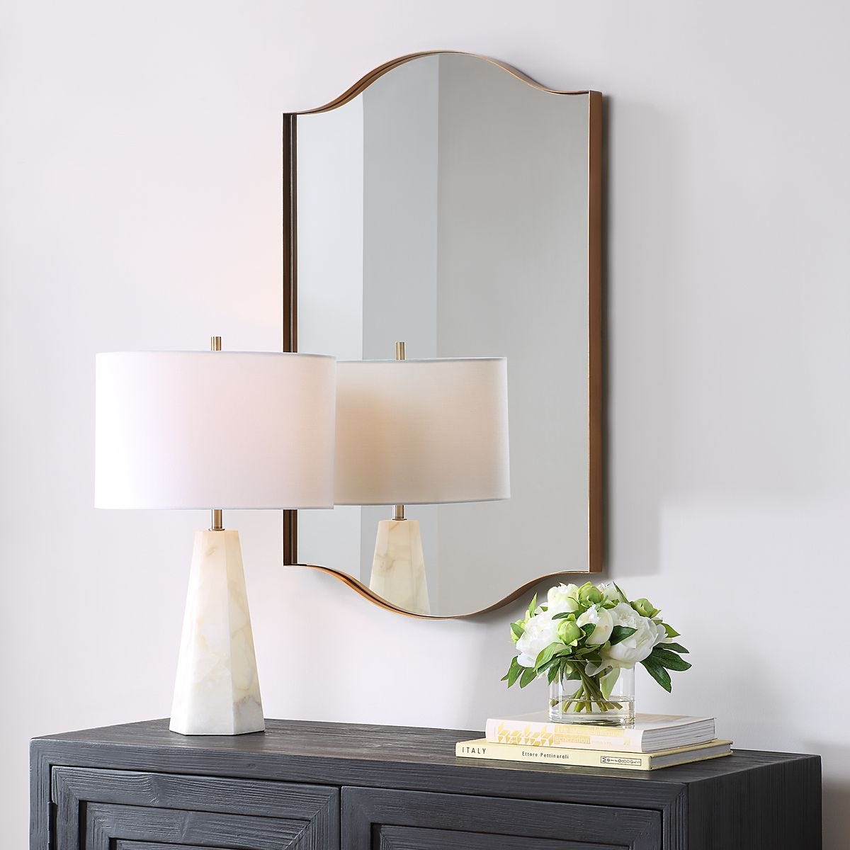 Arched Brushed Gold Mirror