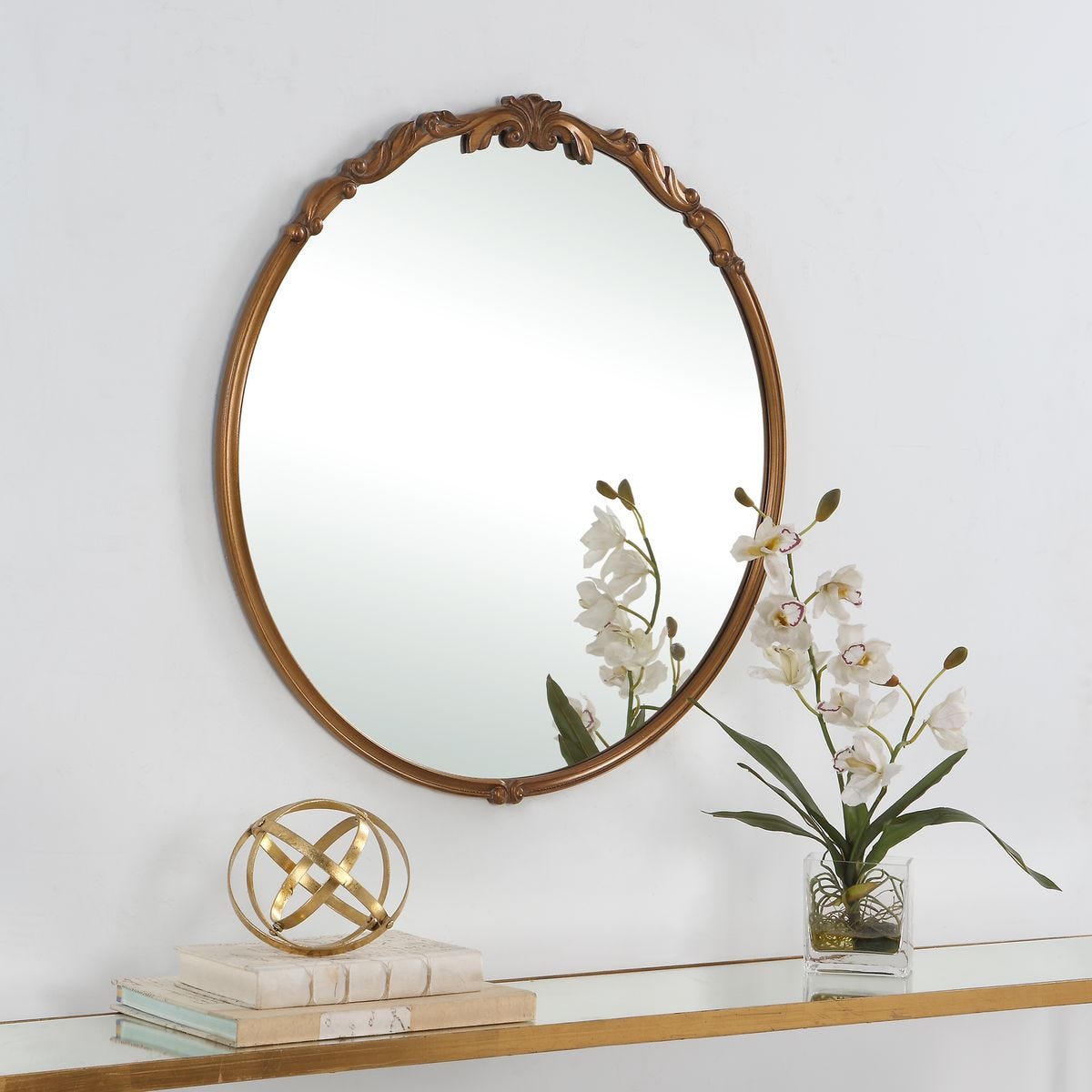 Ornate Gold Round Mirror
