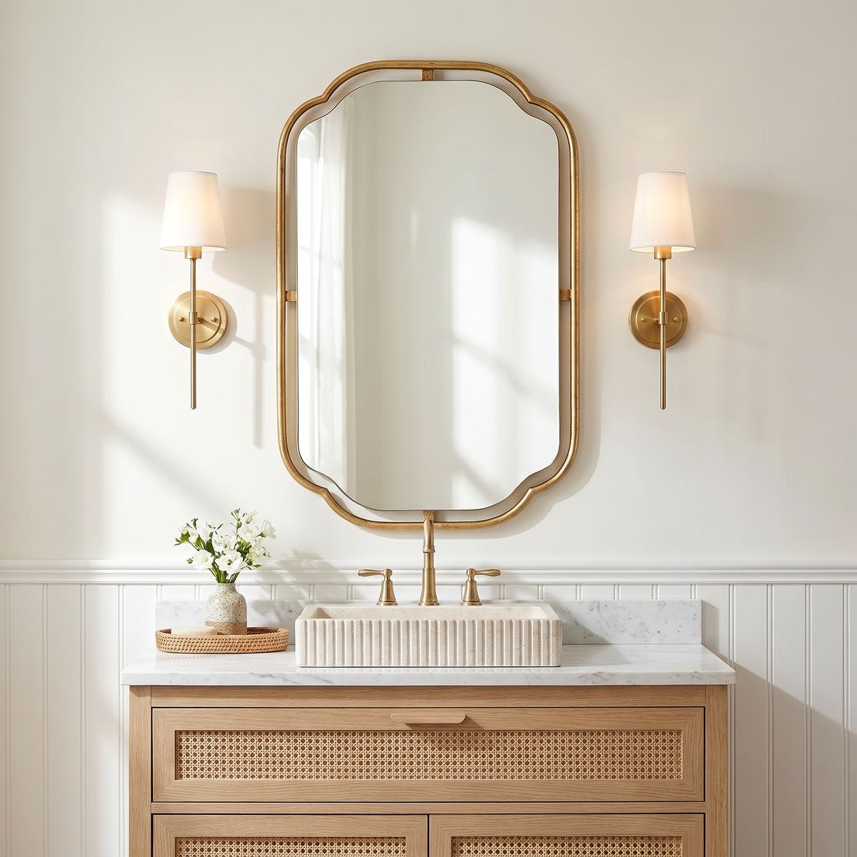 Tubular Gold Floating Mirror