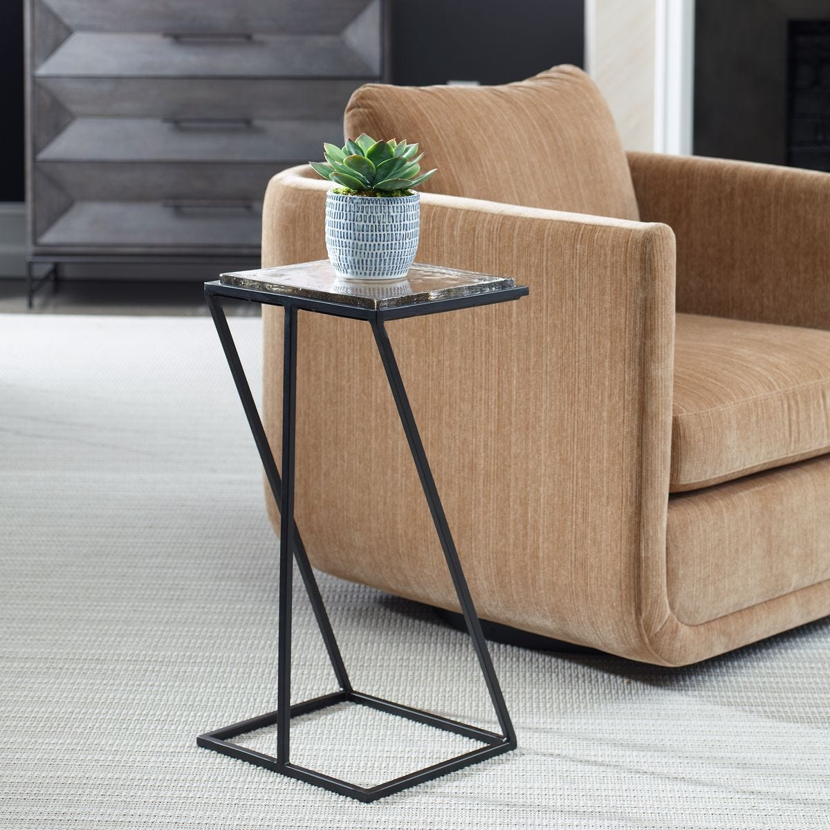 Angled Cast Glass Accent Table