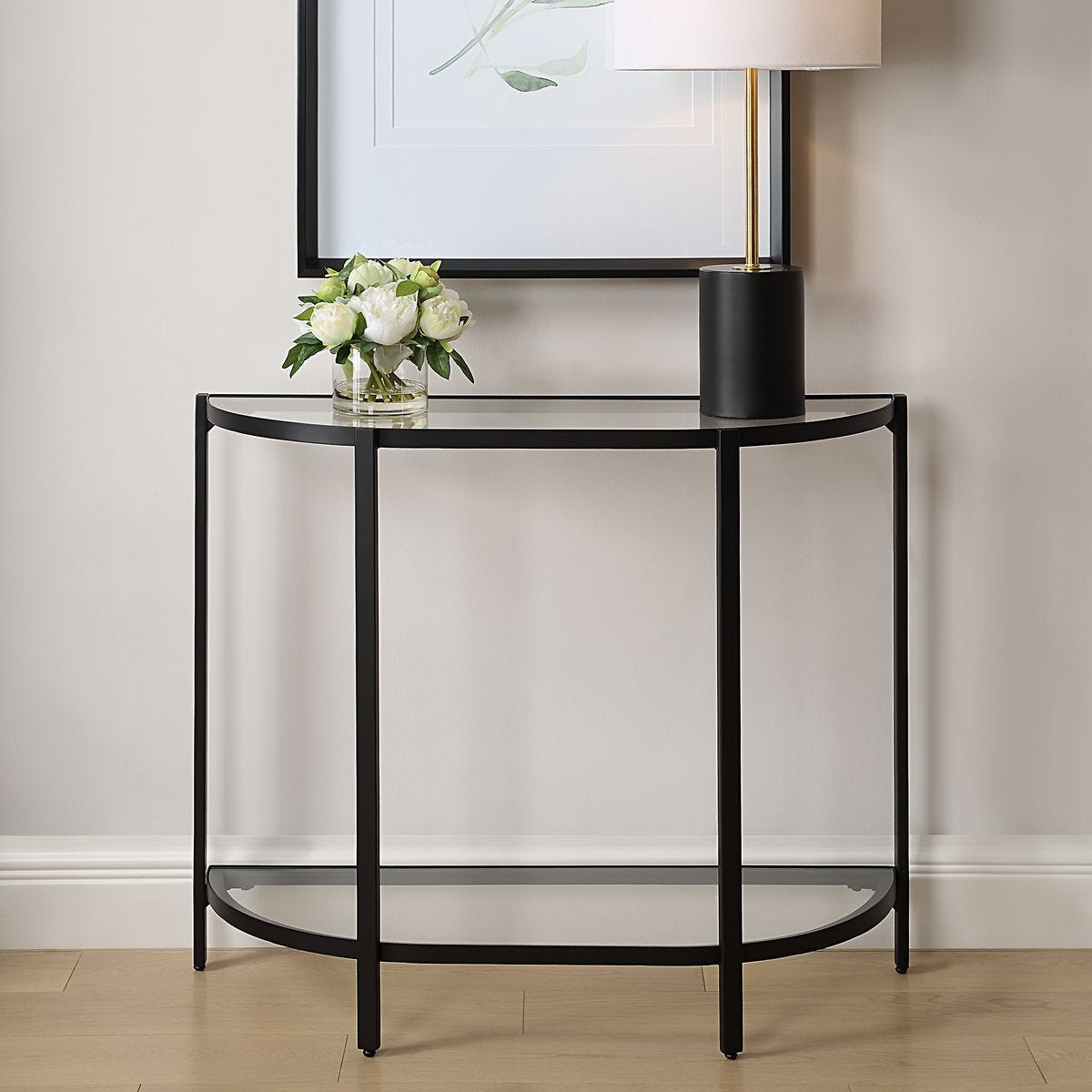 Demilune Glass Console