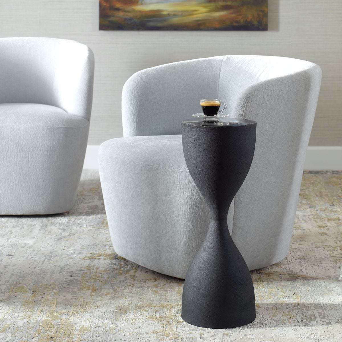 Hourglass Black Accent Table