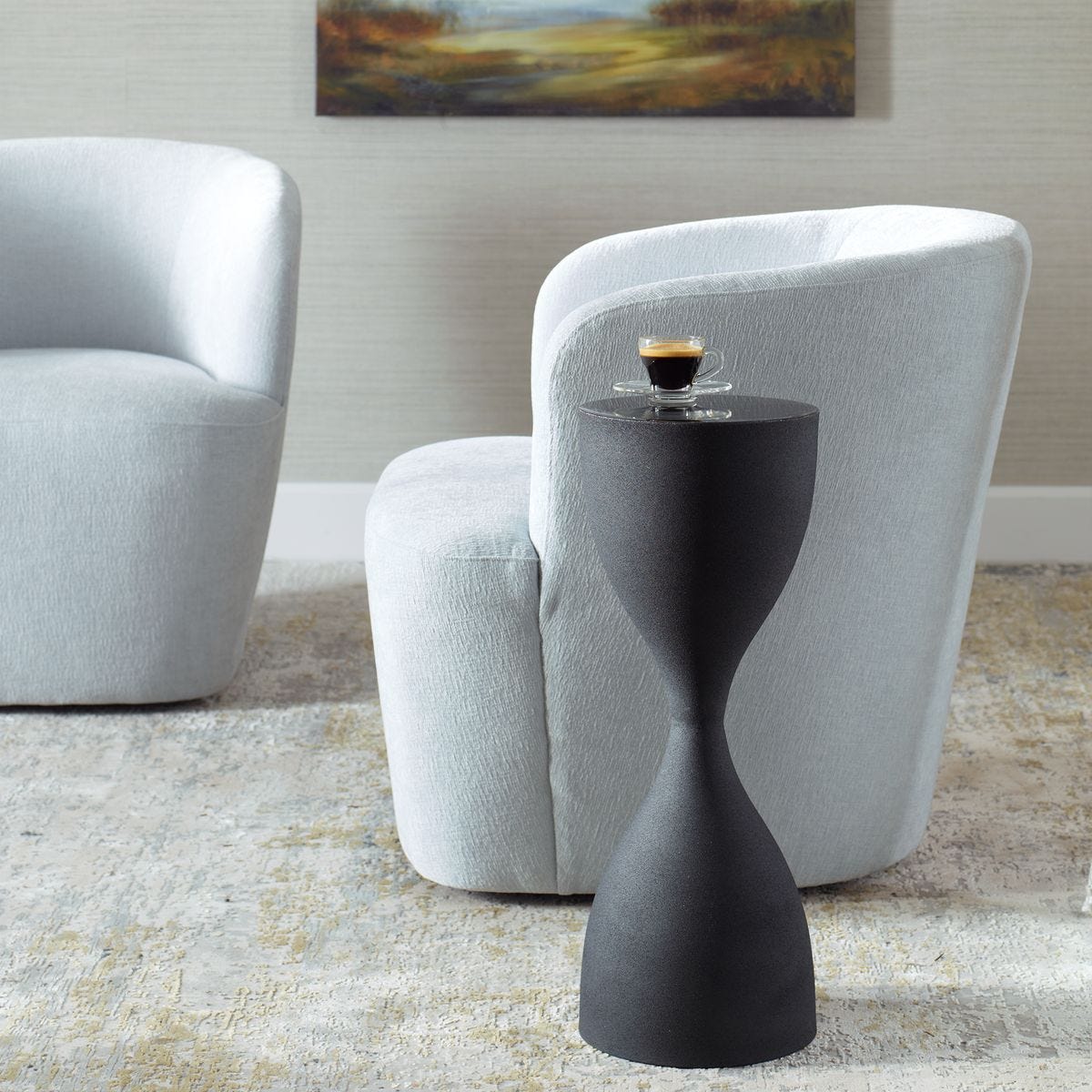 Hourglass Black Accent Table